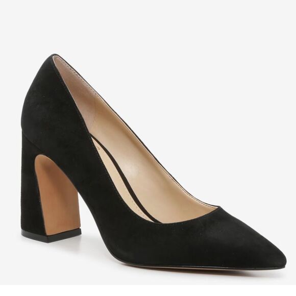 Vince Camuto Shoes - Vince Camuto Women's Ableen Black Suede Pump Block Heel Almond Toe Size 10